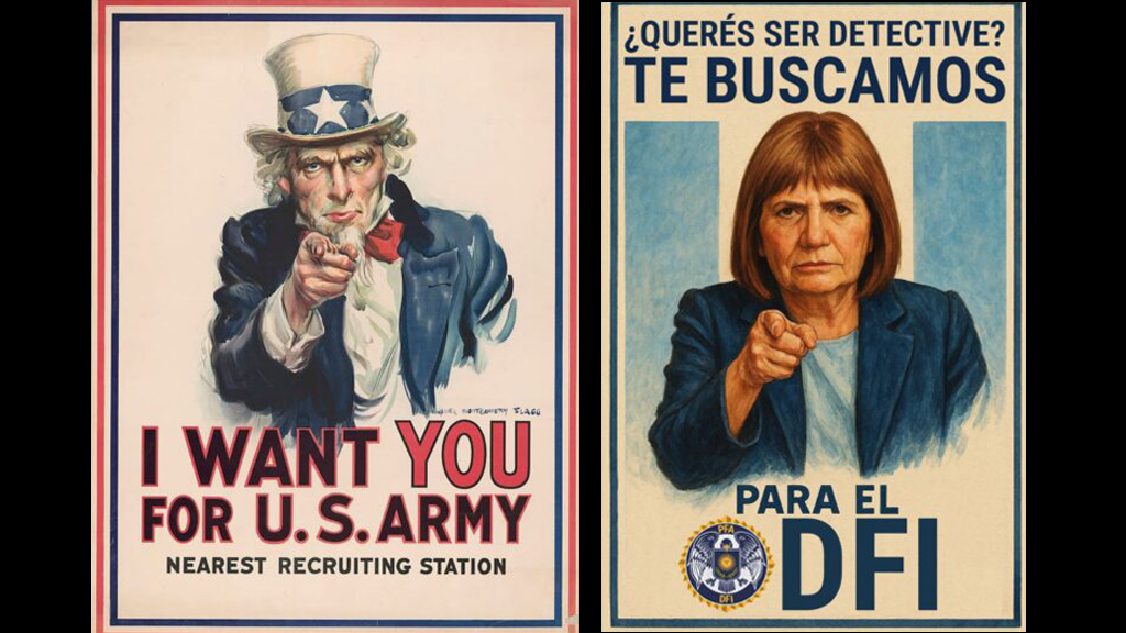 Bullrich lanzó una campaña para reclutar “detectives” y el afiche desató una ola de burlas en redes