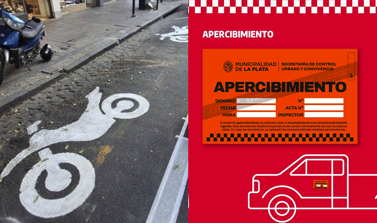 Arrancaron los apercibimientos por estacionar en espacios exclusivos para motos