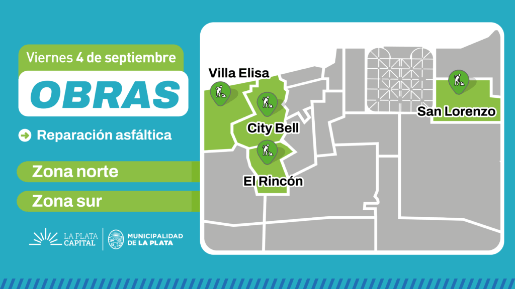 Obras de asfalto este viernes en Villa Elisa, El Rincón, City Bell y Altos de San Lorenzo