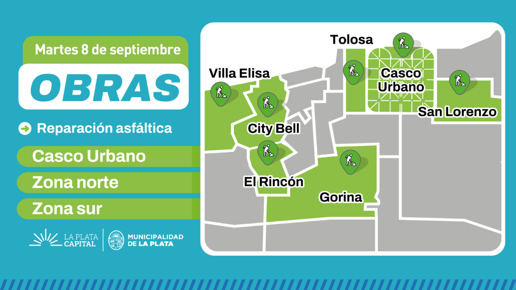 Obras viales en La Plata: cortes en siete barrios este martes