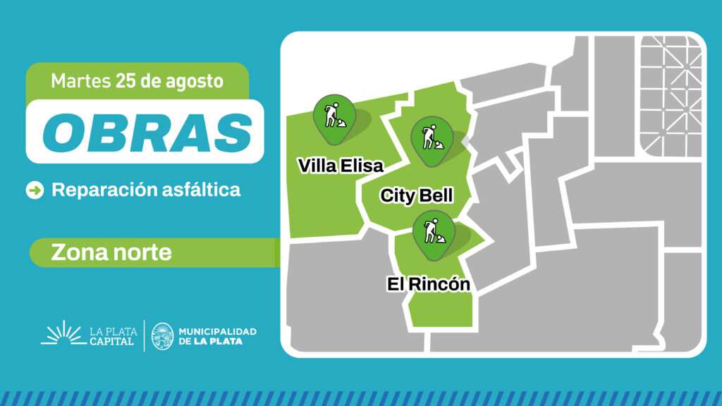 Este martes el municipio repara asfalto en Villa Elisa, El Rincón y City Bell