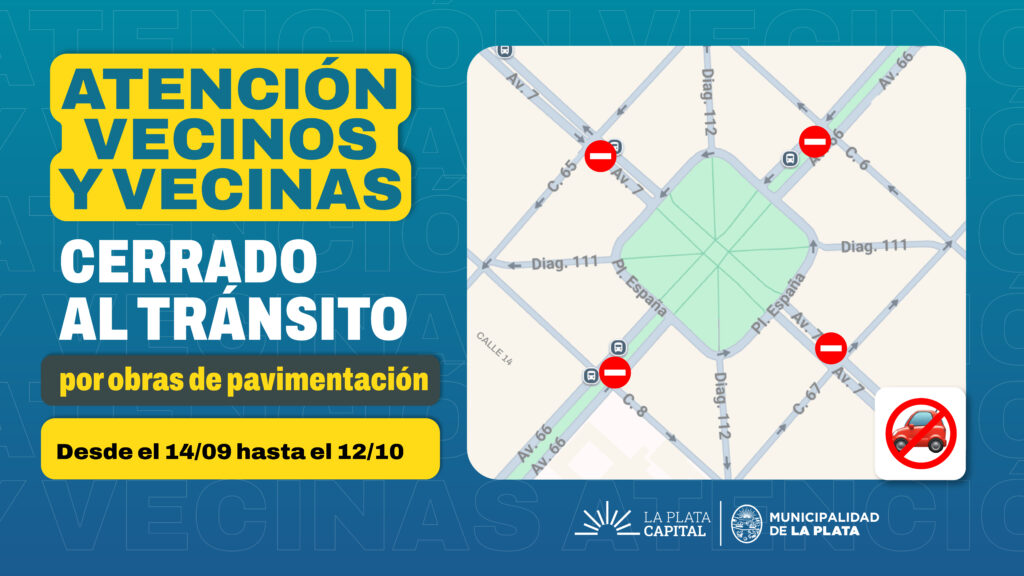 Cortes de tránsito en Plaza España por obras de pavimentación